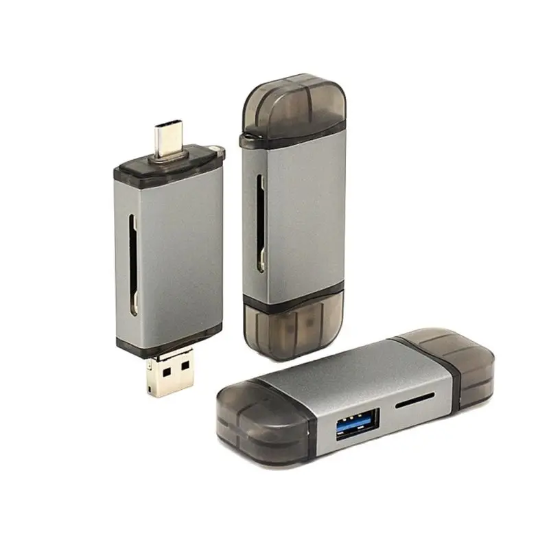 1 unidad 6 en 1 tarjeta Universal SD/TF ordenador teléfono móvil lectores de tarjetas SIM 3,0 USB tipo C Micro USB OTG lector de tarjetas de respaldo para Android
