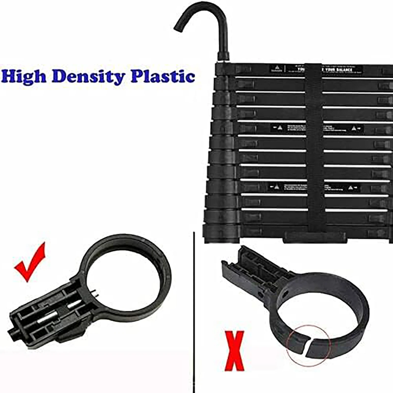 6.2M/20.3FT Telescopic Ladder Aluminum with Removable Hook for Purpose Loft Attic Extendable Ladder 330lbs/150kg EN131 Standard