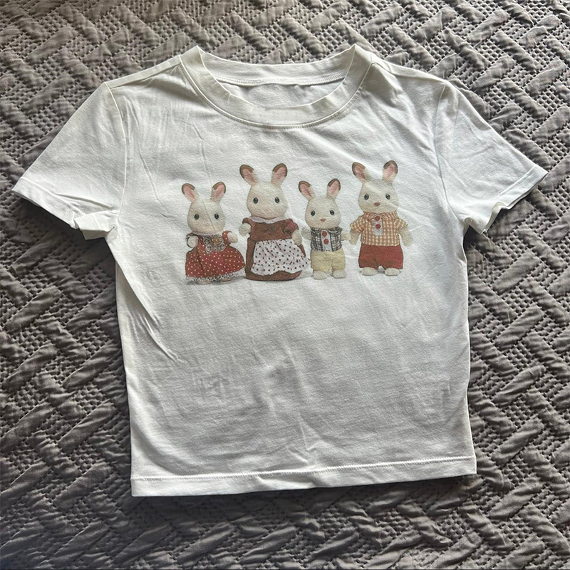 Camisetas con estampado de letras para bebé, ropa de calle de estilo Y2k, Top corto Vintage bonito de manga corta, moda Punk Emo para chicas 2000