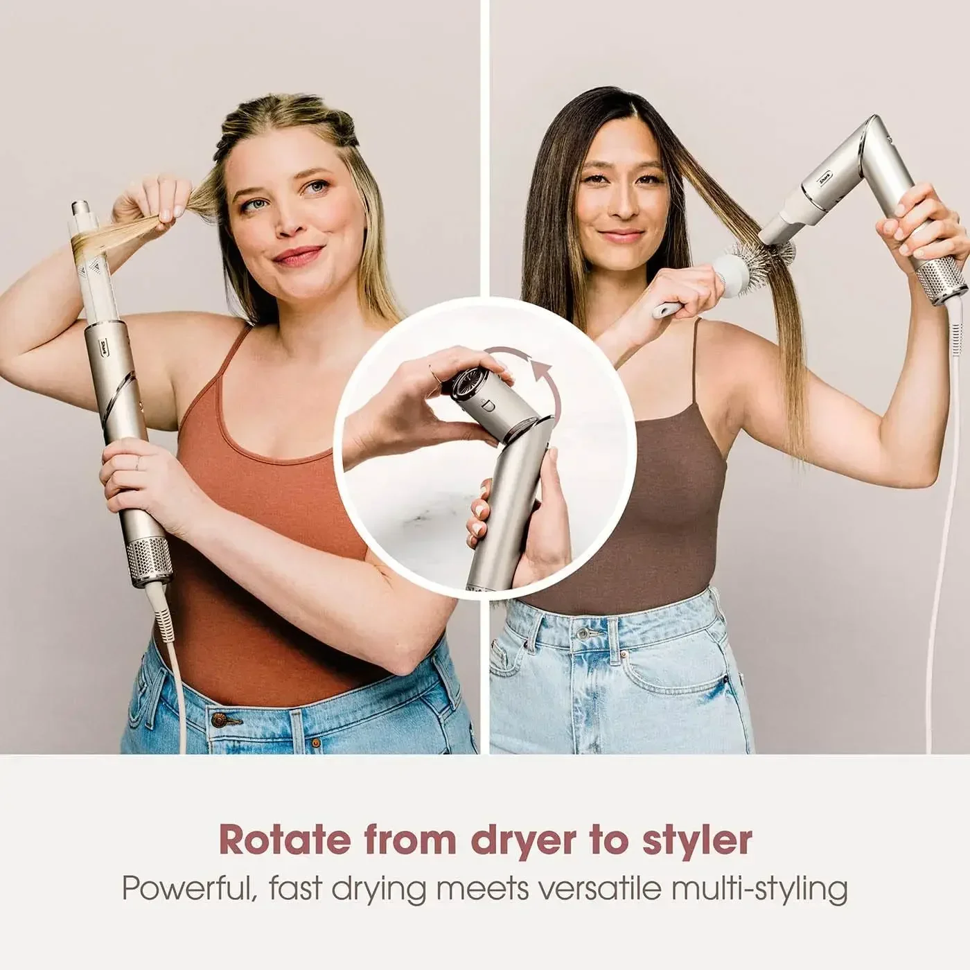 Shark FlexStyle Multi styler ad aria calda e asciugacapelli con bigodini, spazzole e concentratore con avvolgimento automatico, nessun danno al calore