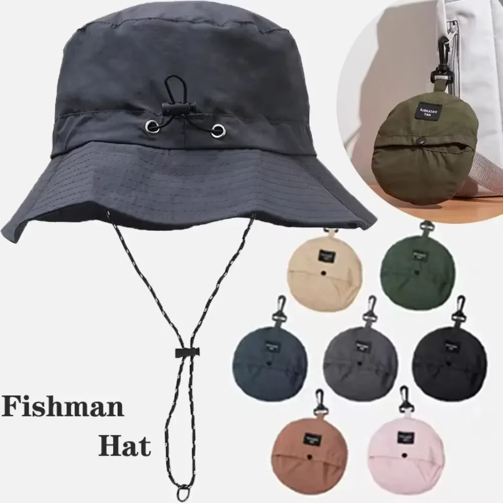 Sombrero de pescador impermeable con protección solar de verano, cubo para acampar, senderismo, montañismo, gorra con bolsa de almacenamiento, sol Anti-UV