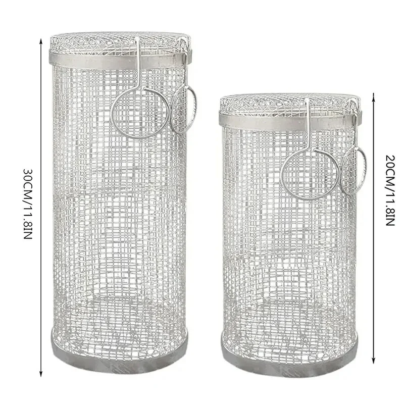 Edelstahl BBQ Grill Korb Draht Mesh Zylinder Tragbare Runde Grill Korb Grill Rack Outdoor Camping Begasungsgerät lecker