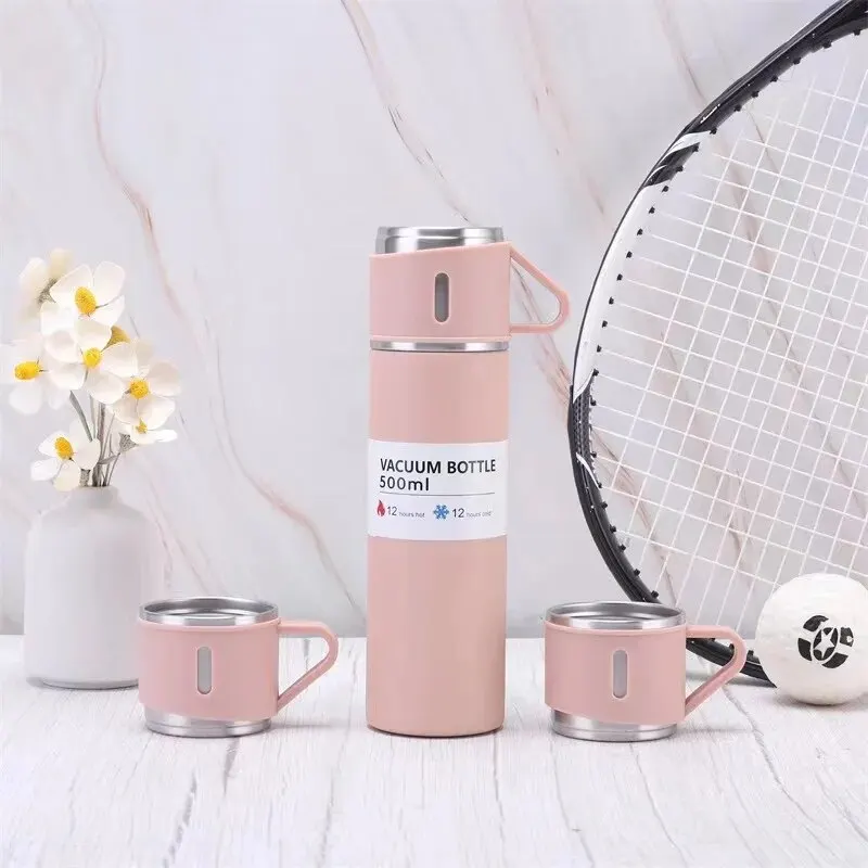Tazza per bere isolata sottovuoto portatile in acciaio inossidabile di grande capacità in stile minimalista moderno dotata di un tappo per bere