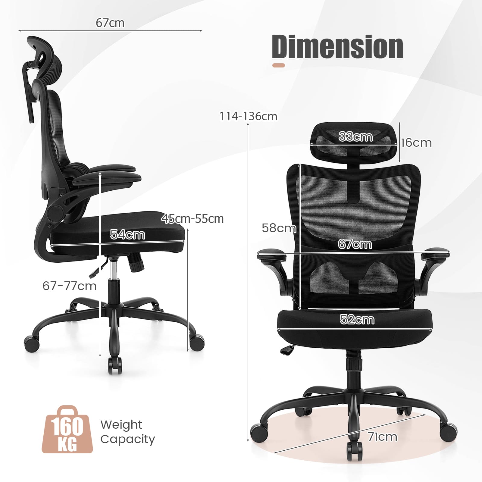 GOFLAME Mesh Office Chair Ergonomic Computer Desk Chair Lumbar Support