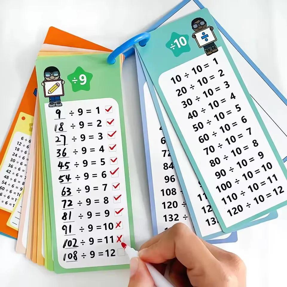 1-12 数学表カード 自己チェック数学学習ツール モンテッソーリ数学教材 足し算・引き算または掛け算・割り算セット