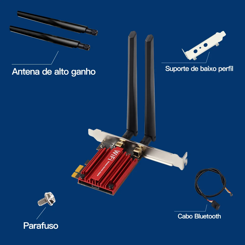 Wifi 6e ax210 tri-banda pci-e sem fio bluetooth 5.3 placa de rede 2.4ghz/5ghz/6ghz 802.11ax ax210ngw wi-fi para pc ax200ngw