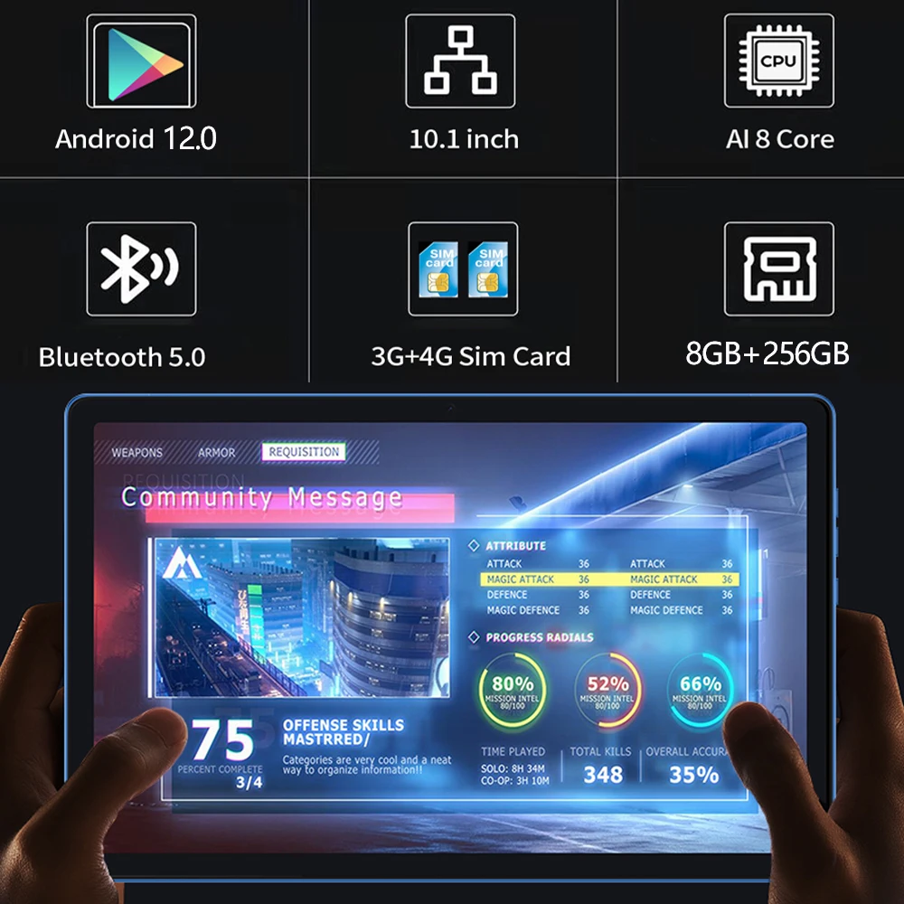 2024 New Google Pad 10.1 Inch Tablets 2K FHD Display Octa Core 8GB RAM 256GB ROM Dual 4G LTE 5G WiFi Android Tablet PC 8000mAh