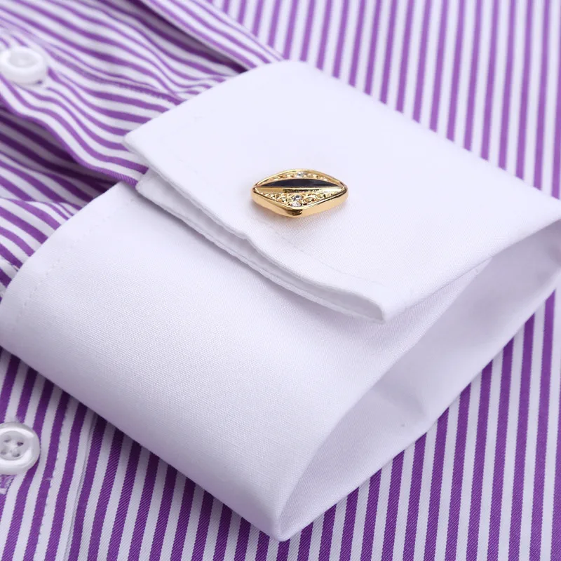 คลาสสิกภาษาฝรั่งเศสคํา Cuff ชายเสื้อแขนยาวชายงานแต่งงานอย่างเป็นทางการสีขาวสีดําขนาดใหญ่ Cufflink เสื้อพร้อมกระเป๋า