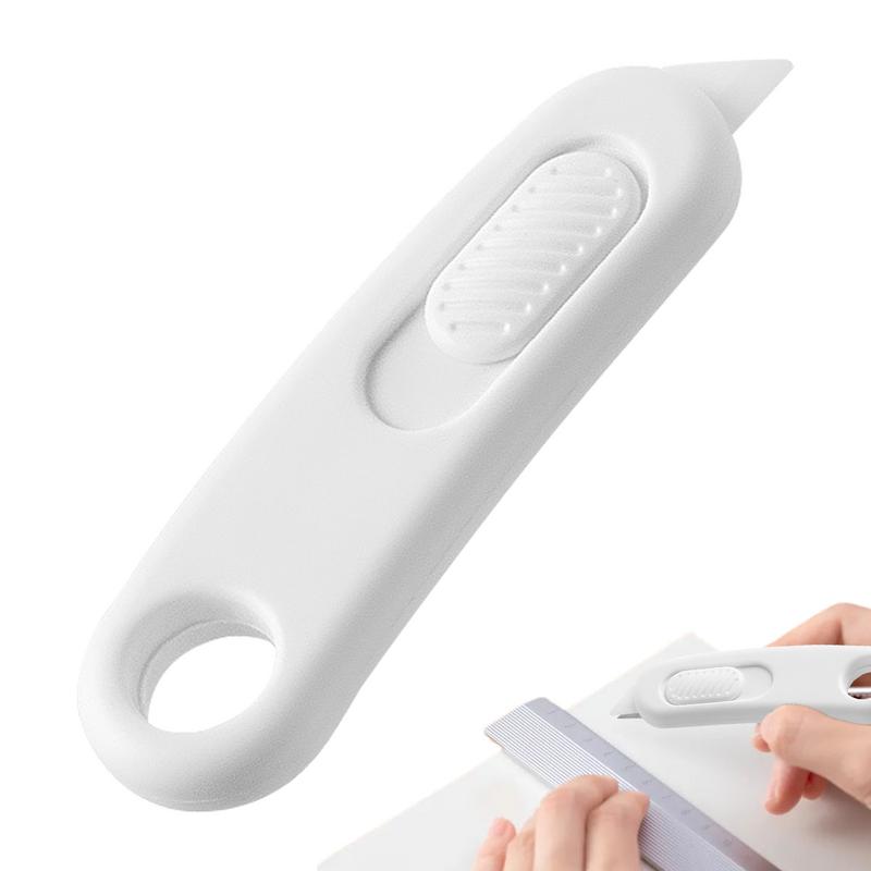 Cuchilla de cerámica para manualidades, Mini cuchillo de caja retráctil, abridor de letras con orificio para llavero