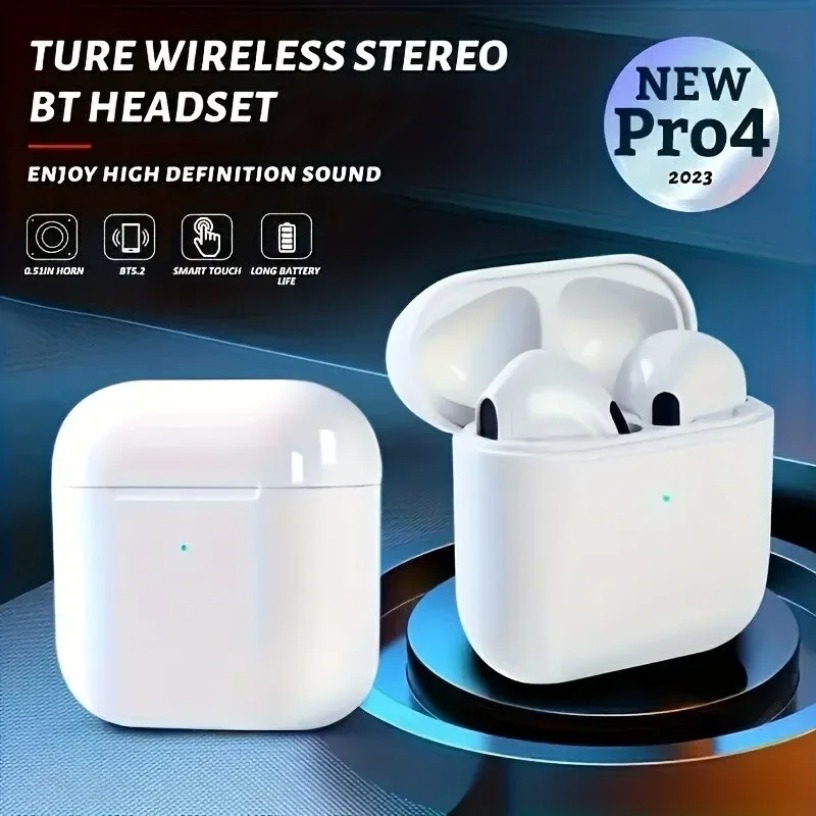 Draadloze Bluetooth 5.0 Hoofdtelefoon Originele Pro4 TWS Touch Control Sport Oordopjes Muziek Headset Voor iphone Xiaomi telefoons Oortelefoon