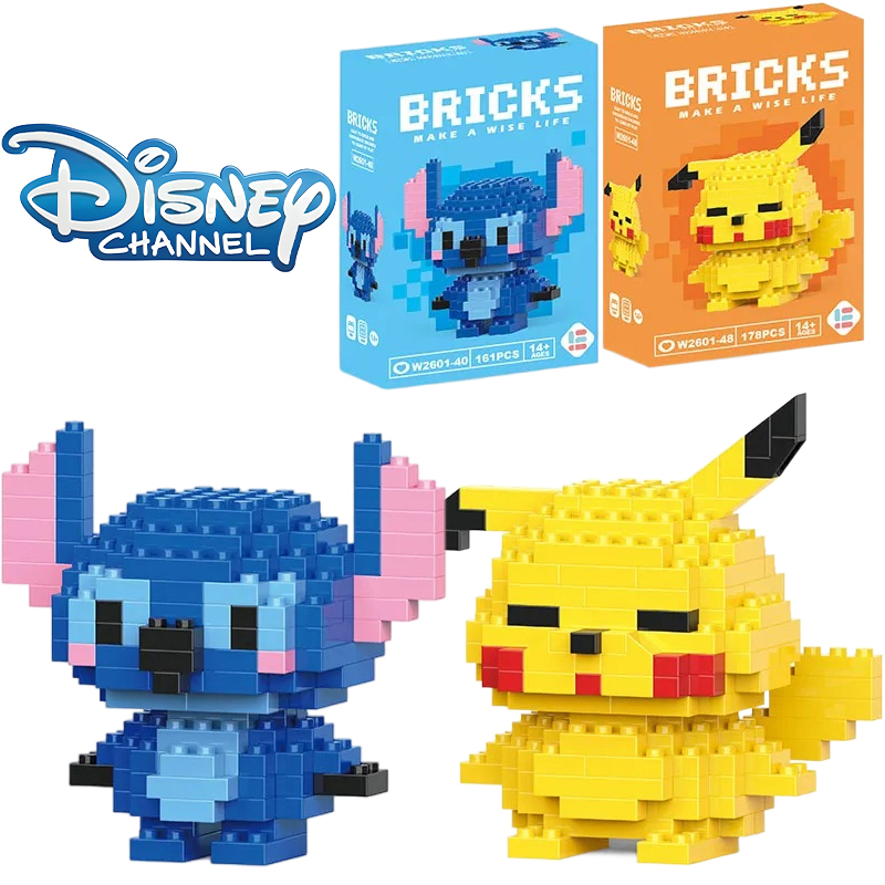 Disney LiLo Stitch juguetes de bloques de construcción Pokeman Pikechu lega Anime personaje de dibujos animados modelo juguete de bloques de construcción para niños regalo
