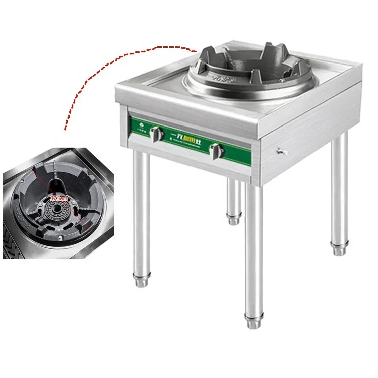 Fogão a gás LPG em aço inoxidável, Queimador Wok Burner com prateleira, Restaurante comercial de alta pressão
