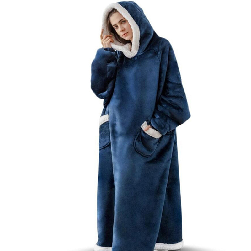 2024, superlange Flanelldecke mit Ärmeln, tragbare Decke, Winter, warm, Kapuzenpullover, Sweatshirts, übergroße Männer und Frauen, TV-Decke