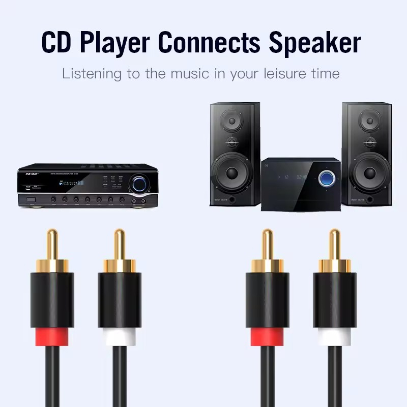 HIFI Stereo RCA Kabel 2RCA zu RCA Audio Kabel Stecker Auf Stecker Aux Kabel für Heimkino HDTV DVD Lautsprecher Box Power Verstärker