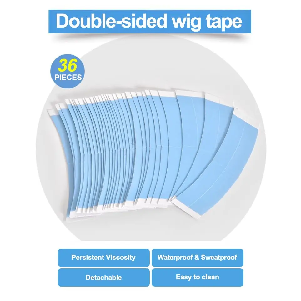 36 ชิ้น/ล็อต Super Strong วิกผมเทปกาวคู่ขยายเทปแถบกันน้ําสําหรับ Toupee/วิกผมลูกไม้ฟิล์ม C Shap