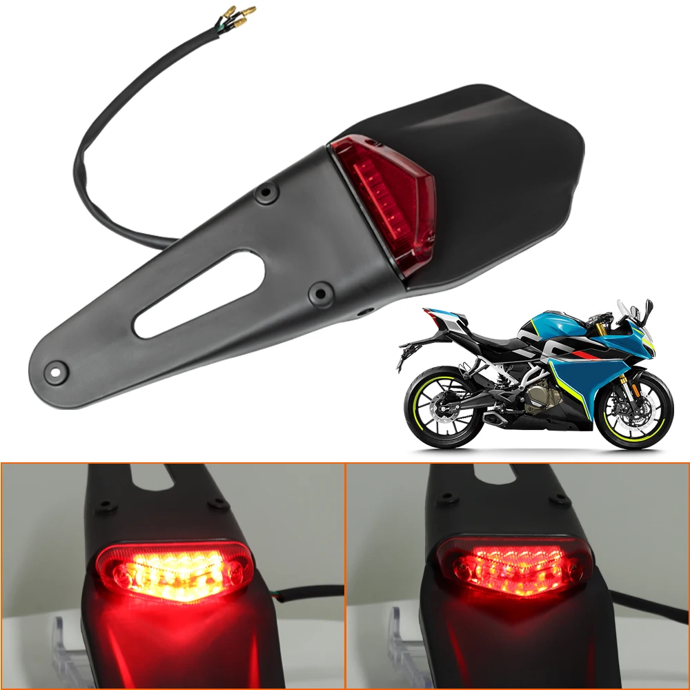 Motocicleta universal 12v led lanterna traseira lâmpada de freio com pára-choque traseiro suporte da placa de licença para enduro bicicleta fora de estrada