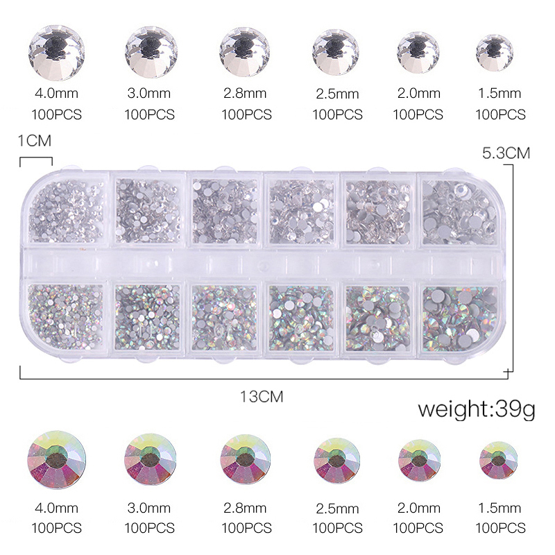 3Pcs/Set Nails Art Accesorios Multi-Size Rhinestones 3D Crystal DIY Decorations Glitter Crystal Rivet Gem 3D Nail Supplies
