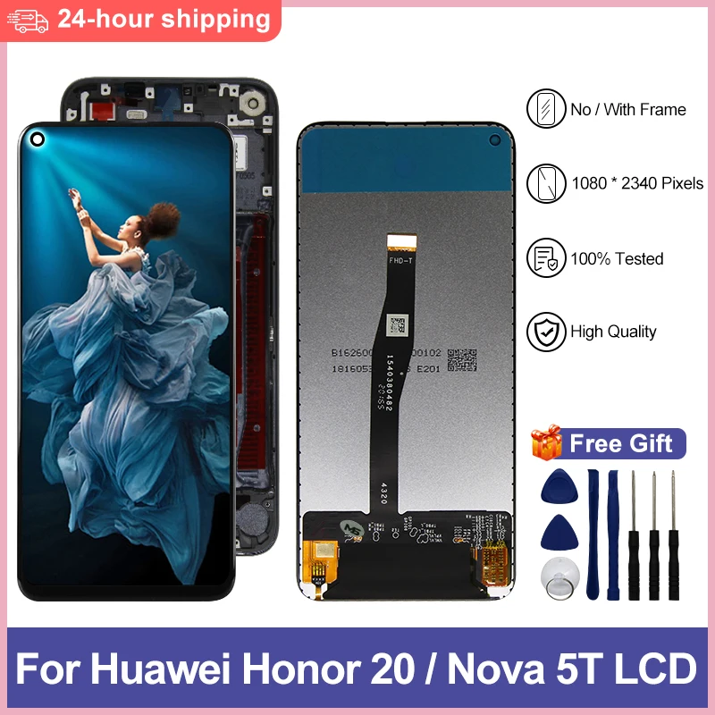 สําหรับ Huawei Honor 20 จอแสดงผล LCD Touch Screen Digitizer สําหรับ Huawei Nova 5T LCD YAL-L21 YAL-AL00 YAL-L71 จอแสดงผลเปลี่ยนชิ้นส่วน