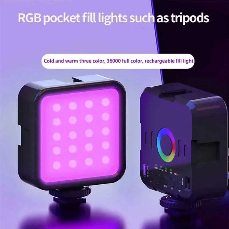Mini luz de relleno de arranque RGB ajustable, fotografía en vivo, LED, cámara móvil portátil, Selfie, luz suave, luz de relleno para disparo en vivo