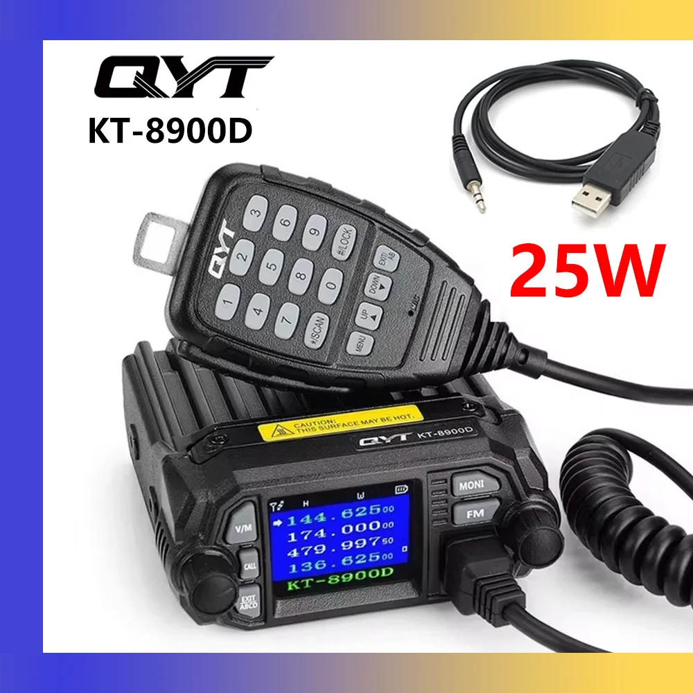 QYT KT-8900D Walkie Talkie 25 W Dualband VHF/UHF 136–174/400–480 MHz Quad Watch 10 km Auto-Mobilfunkgerät