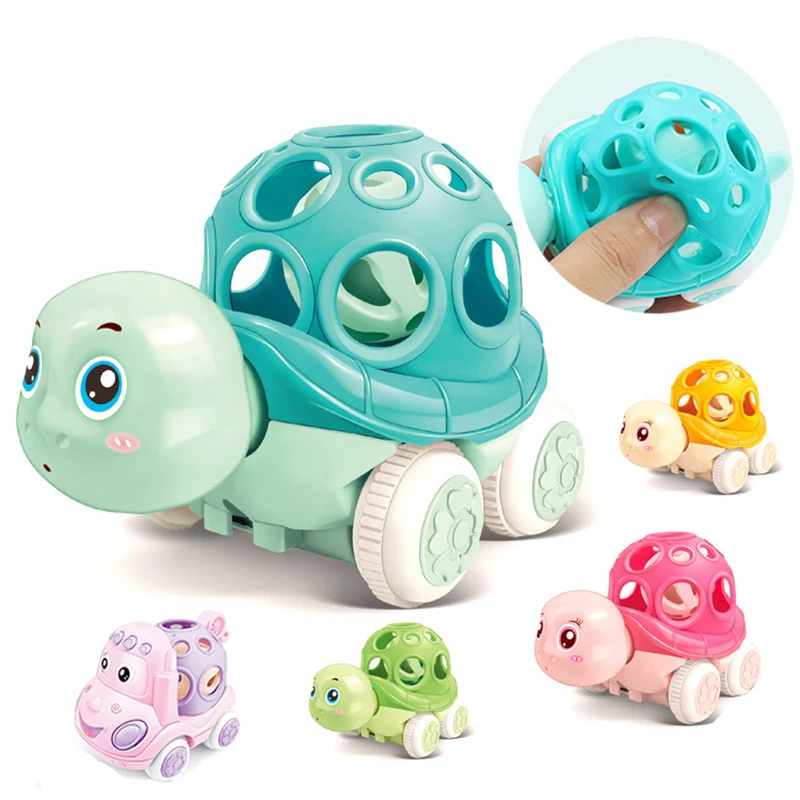 Baby Push and Go Truck Roll Car Rattle Toy 6 12 Month Kids Crawling Sensory Rattle Newborn Early Development Teething Car Toys