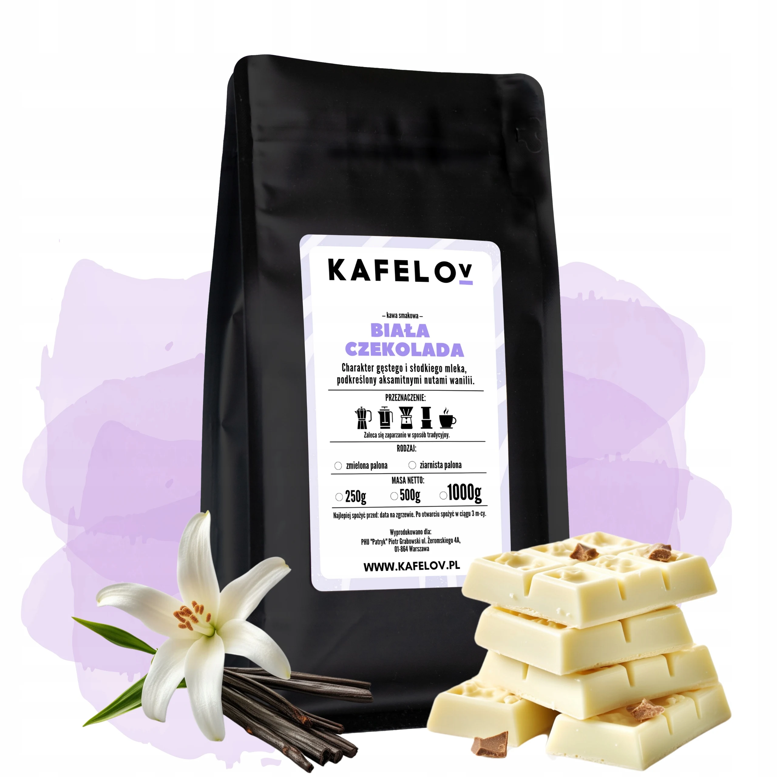 Kawa smakowa ziarnista 1kg BIAŁA CZEKOLADA