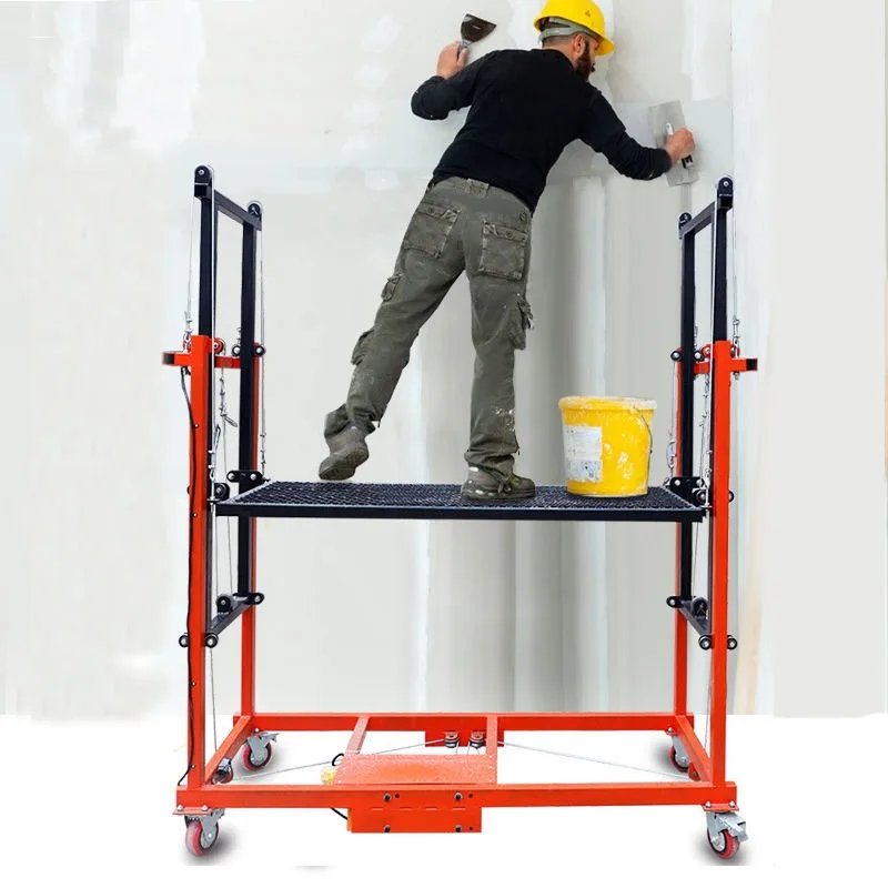 New type Electric lifting scaffolding 3m 5m 6m Telescopic Portable and movable Decoration Construction site Indoor and outdoor