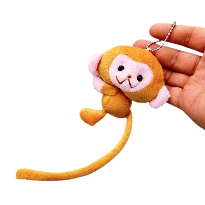 การ์ตูนลิงหางยาวตุ๊กตาพวงกุญแจจี้ DIY ตุ๊กตาของเล่นตุ๊กตาพวงกุญแจกระเป๋าเป้สะพายหลังจี้อุปกรณ์เสริมของขวัญเด็ก