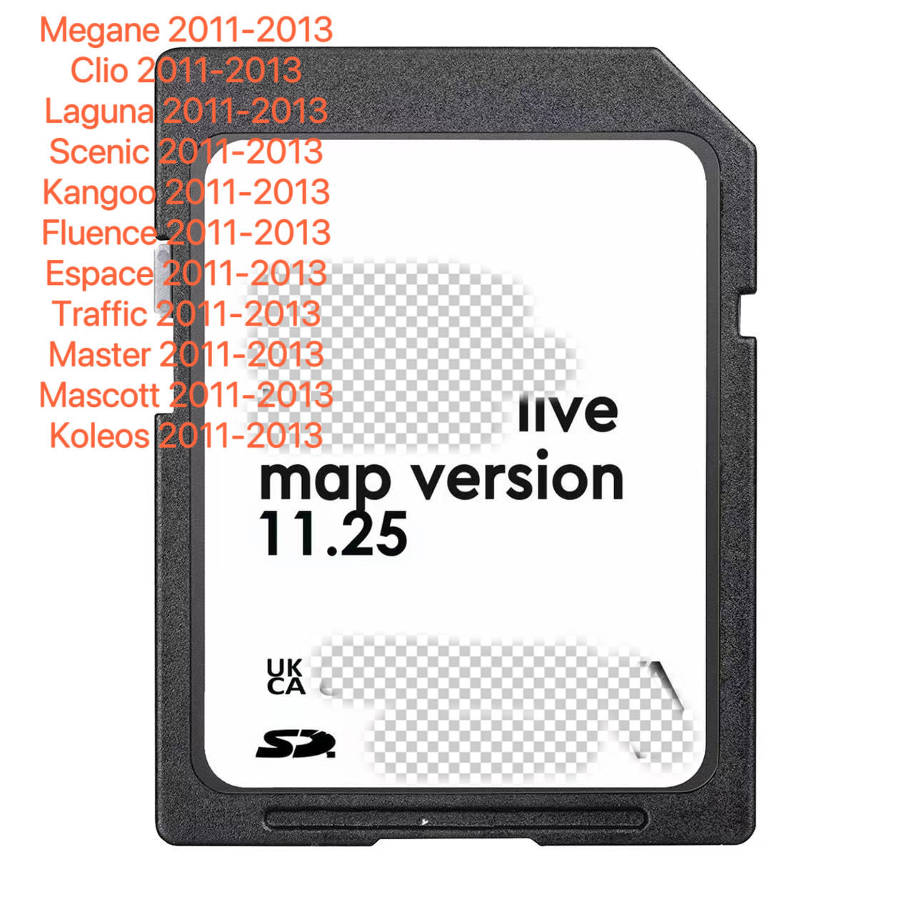 Para Renault Megane Scenic Clio Europa mapas Carminate Live 11,25 tarjeta SD de navegación