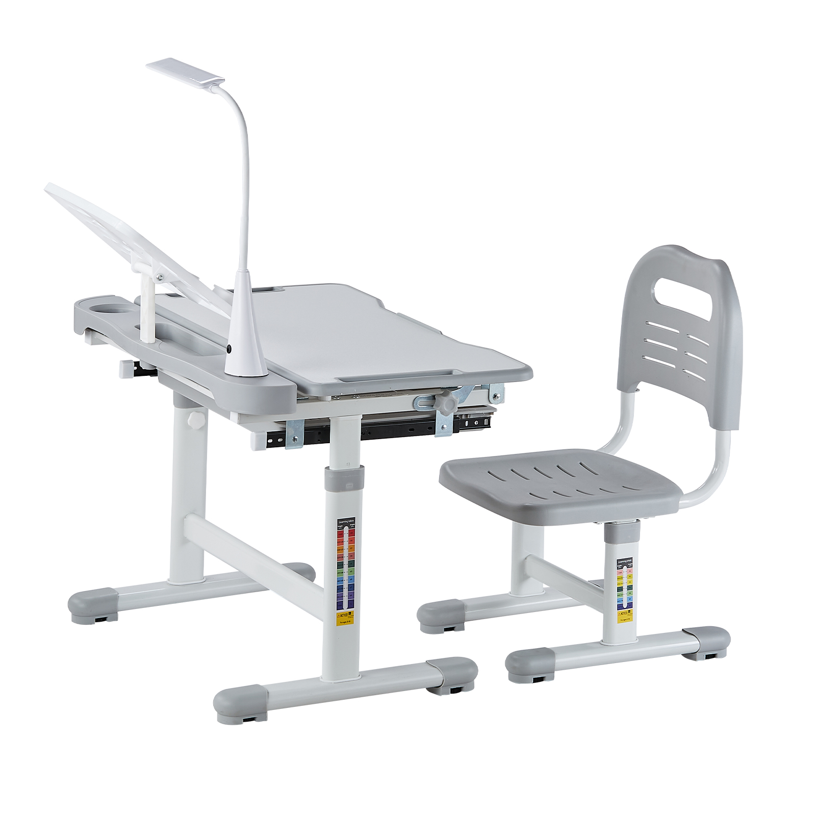 SucceBuy Kids Study Chair and Desk Set Study Desk and Chair for Kids with Table Lamp Adjustable Height  for Bedroom & Study Room