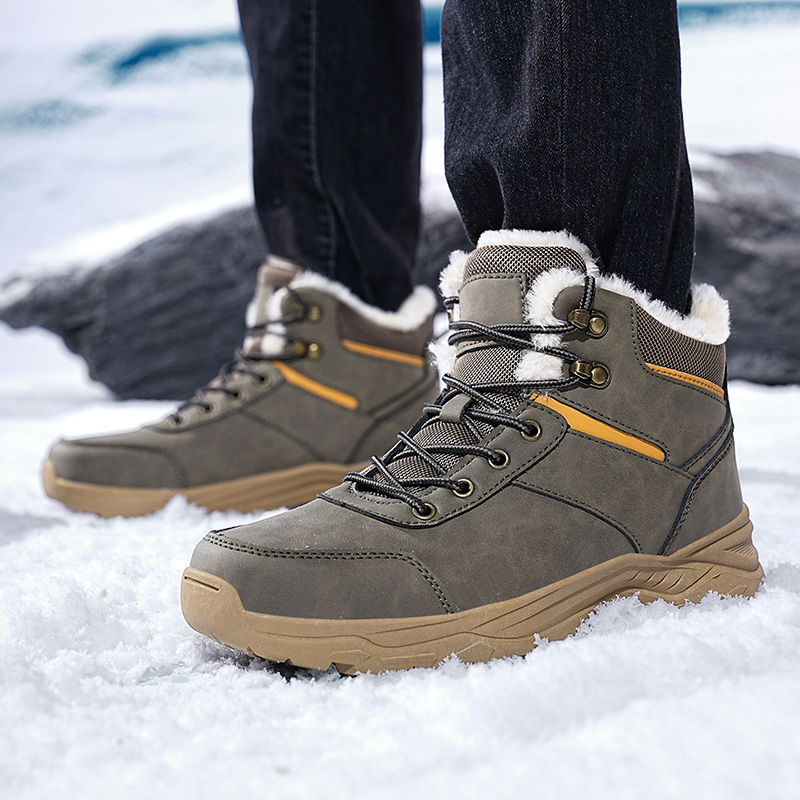 Marca masculina botas de neve de inverno à prova dwaterproof água tênis de pelúcia quente alta superior botas masculinas ao ar livre caminhadas bota sapato tamanho 39-47