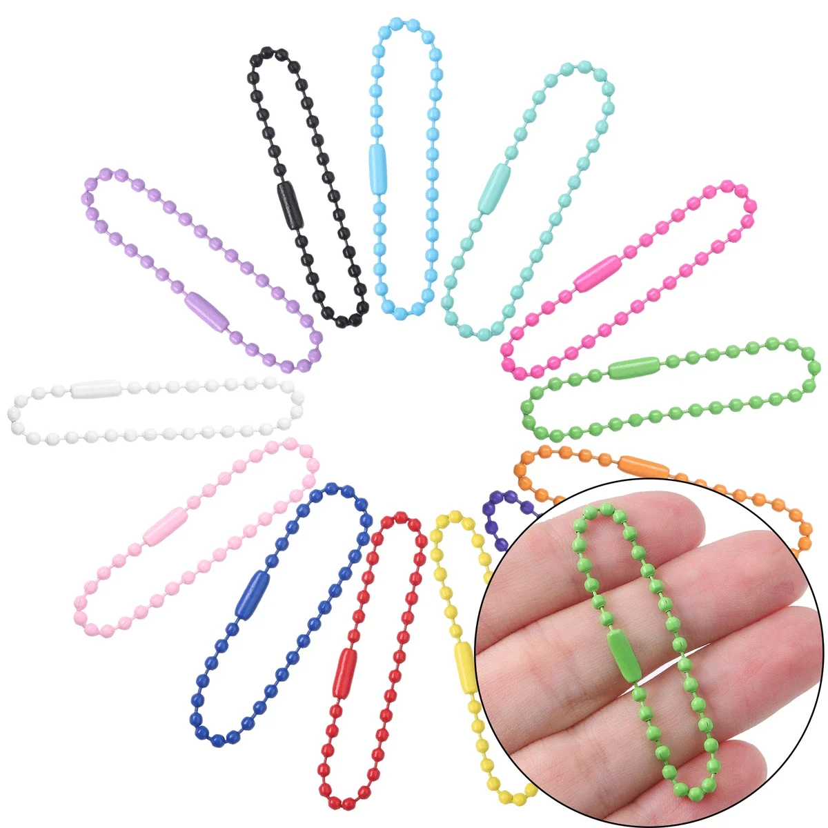 20/40/60/80 Stück Kugelperlenketten passend für Schlüsselanhänger/Puppen/Label Handanhänger-Anschluss für DIY-Armband-Schmuckherstellung, Zubehör, 11,5 cm