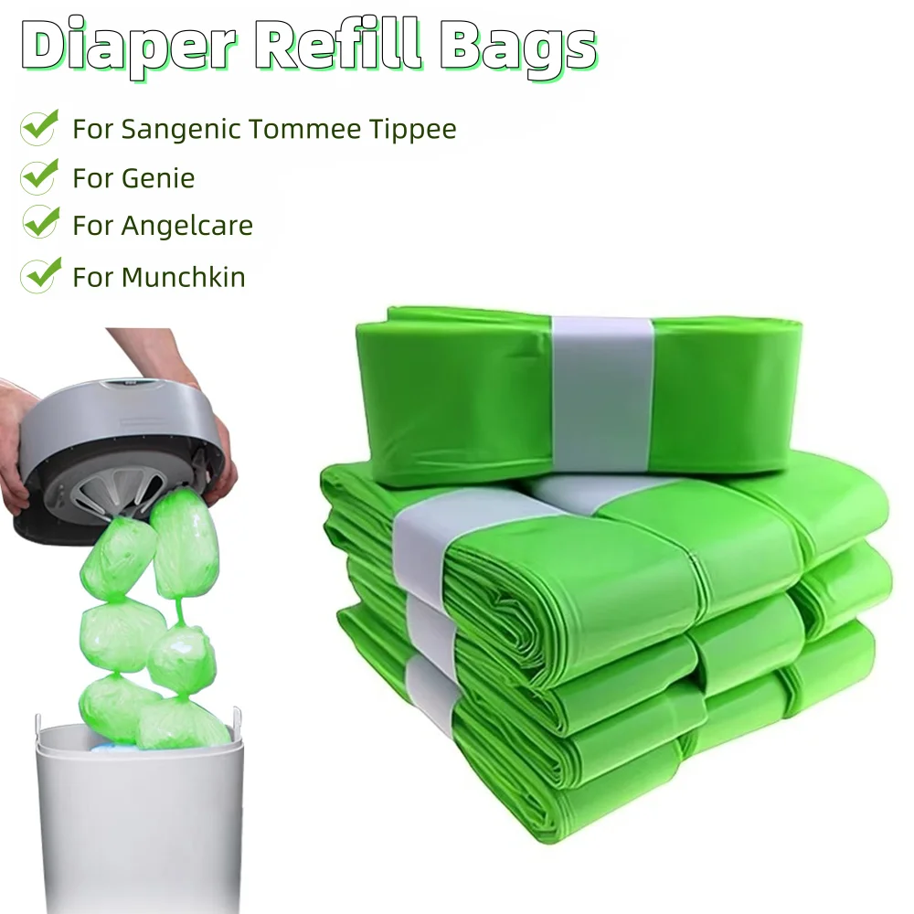 Sacos de recarga de fraldas perfumados para Tommee Tippee, sacos de eliminação de fraldas para Genie, recargas de balde de fraldas para Angelcare para Munchkin