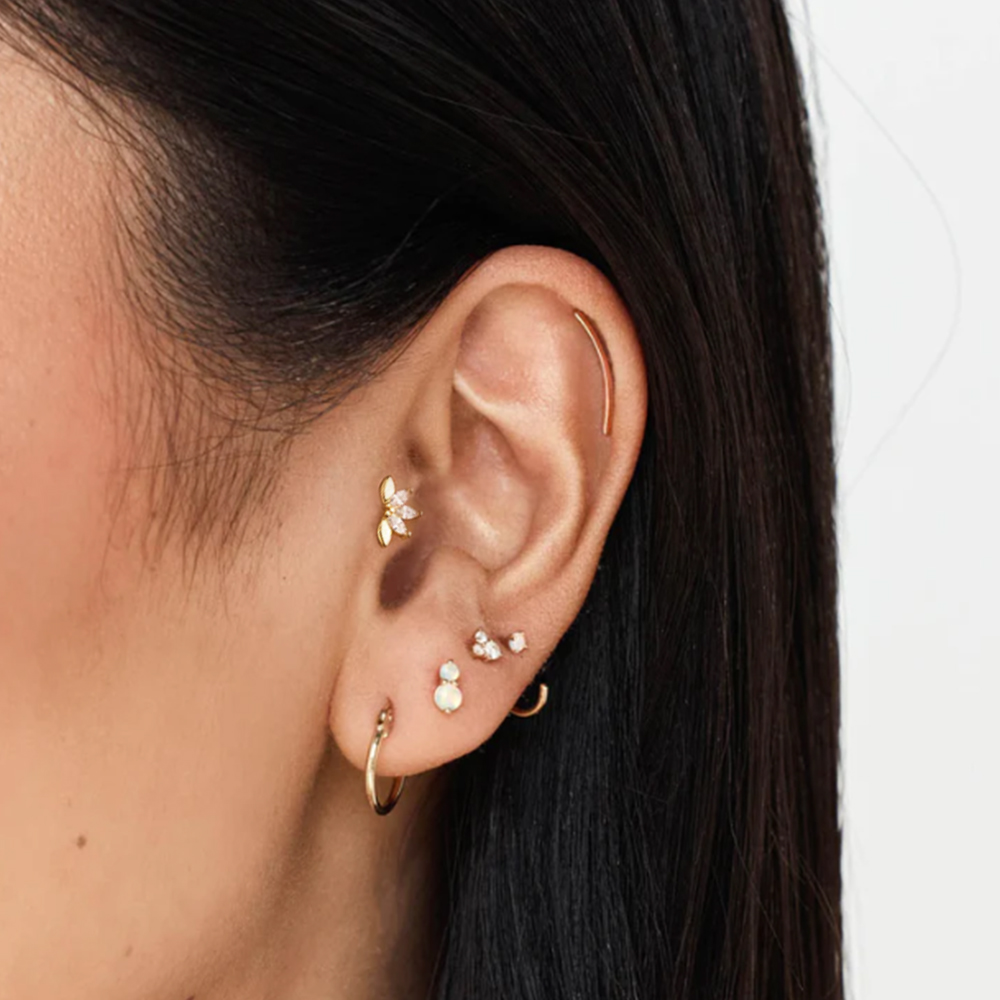 LENNIK-pendientes de plata de ley 925 con forma de cartílago para mujer, Piercing para tabique, flor de circón, lóbulo de oreja, Tragus, hélice, anillos para labio, joyería