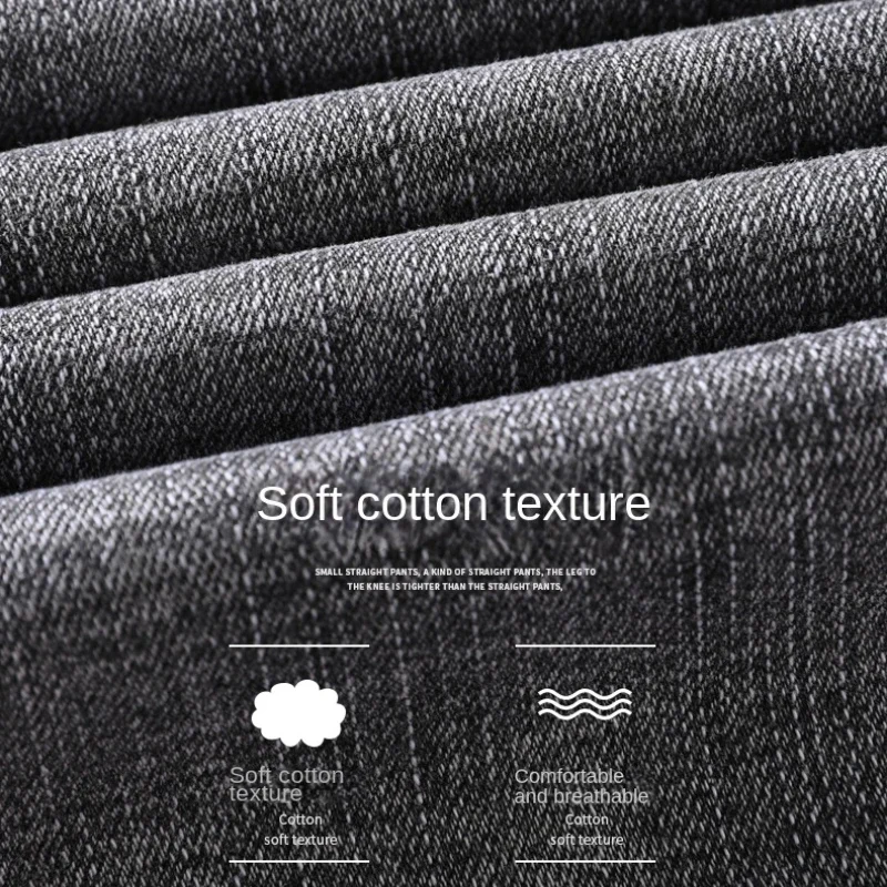Pantalones vaqueros elásticos de algodón para hombre, Vaqueros de mezclilla finos informales de negocios, color gris, primavera y verano, nuevo ajuste recto y ligero
