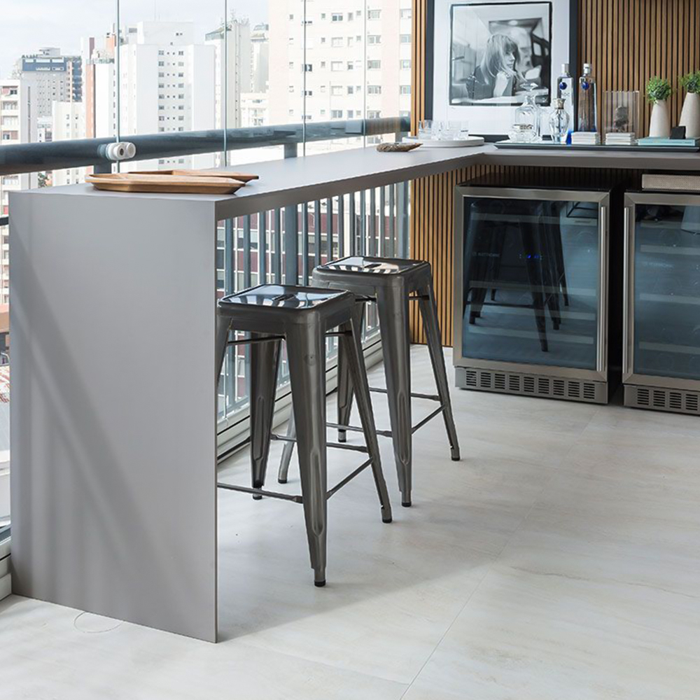 Set van 4 stapelbare industriële barkrukken thuis restaurant keuken metaal hoogte 76 cm capaciteit 150 kg