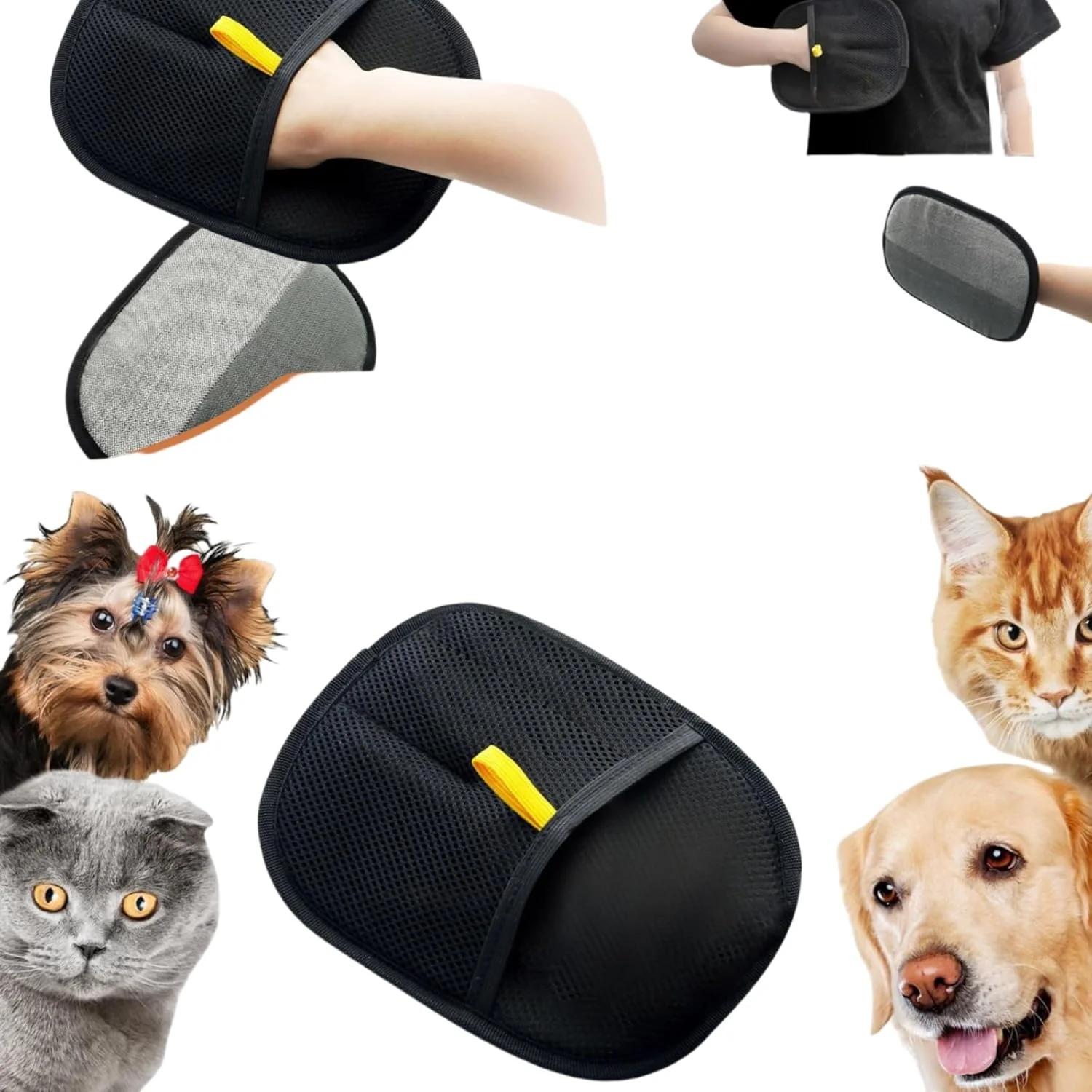 Doppelseitige Fellpflegehandschuhe für Haustiere, Fellpflegehandschuh, sanfte Enthaarungsbürstenhandschuhe, für Hunde und Katzen