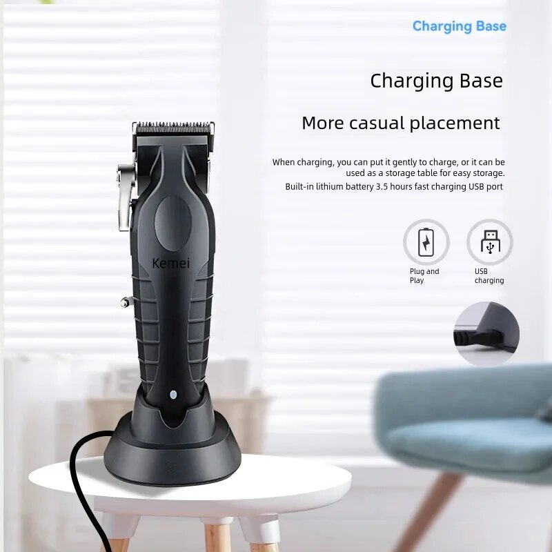 KEMEI Men's Professional Hair Clipper USB Adjustable Hair Clipper Set Beard Clipper Machine Hair Clipper KM-2296
