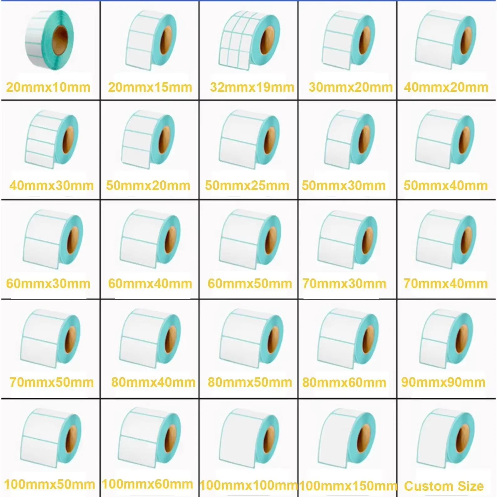 20-50mm wielowymiarowa etykieta termiczna biała pusta etykieta etykieta termiczna drukarka POS papier do naklejek kod kreskowy nie wymaga paska węglowa