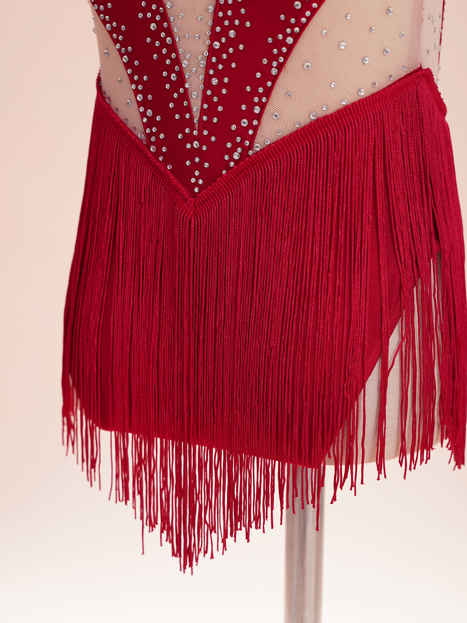 Body de patinaje artístico para niñas, Ballet, gimnasia, baile latino, Cha-Cha, Ropa de baile, leotardo con borlas de diamantes de imitación brillantes