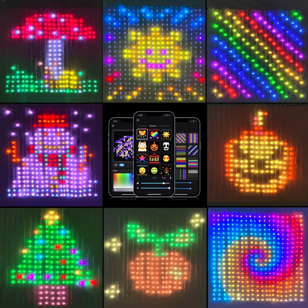 USB Led Smart Curtain Lights Bluetooth App Led String RGB Fairy Lights DIY Music Lights Party Window Curtain Bedroom Decoration