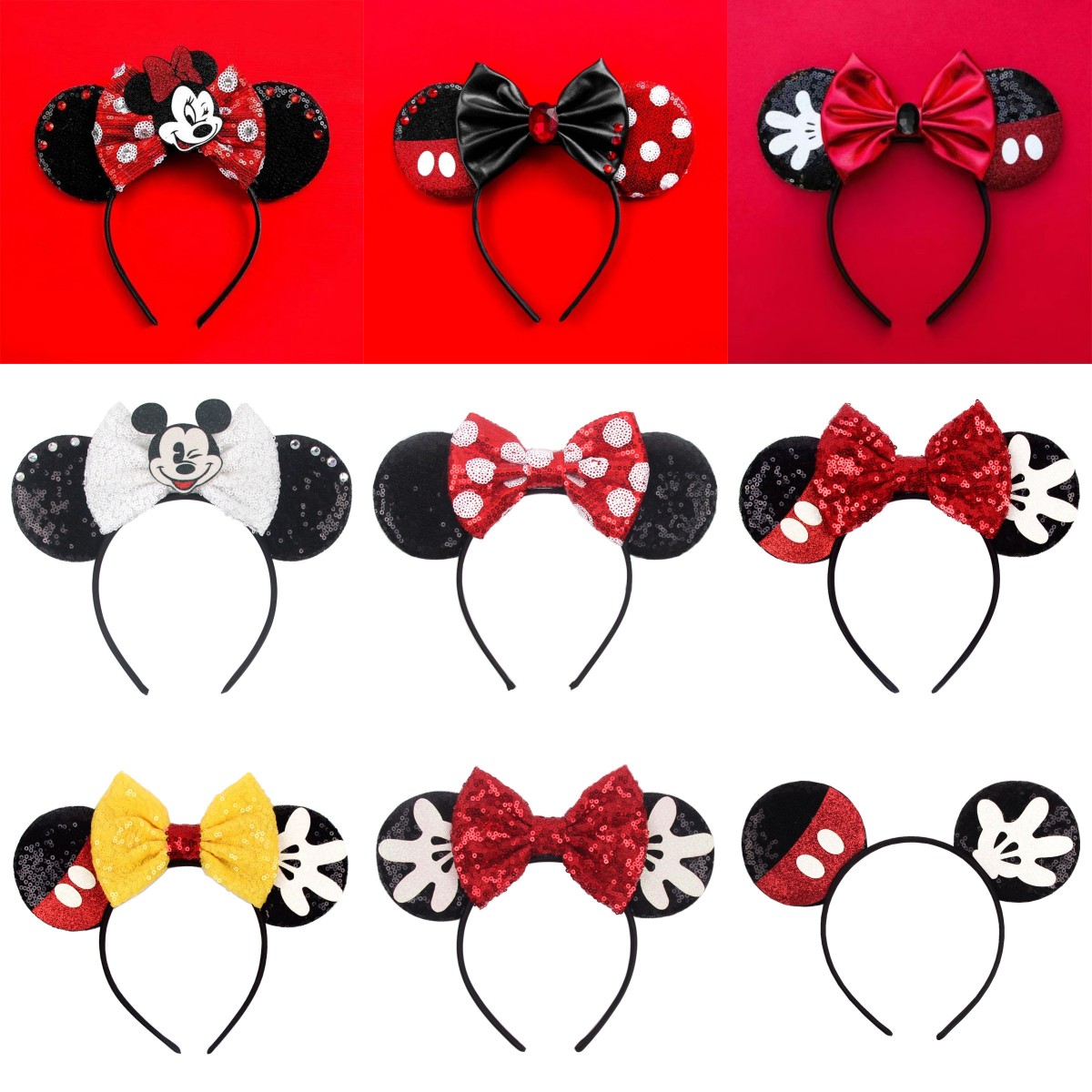 Disney mickey acessórios de cabelo feminino vestir-se acessórios de cabelo festa feriado crianças mickey aros de cabelo