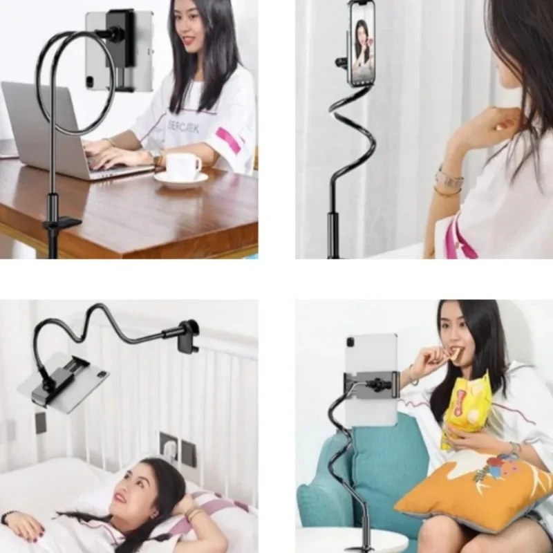 Gooseneck Tablet Stand for Bed Rotatable Phone Holder for 4-12.9'' Lazy Flexible Long Arm Universal Bracket for iPad Samsung