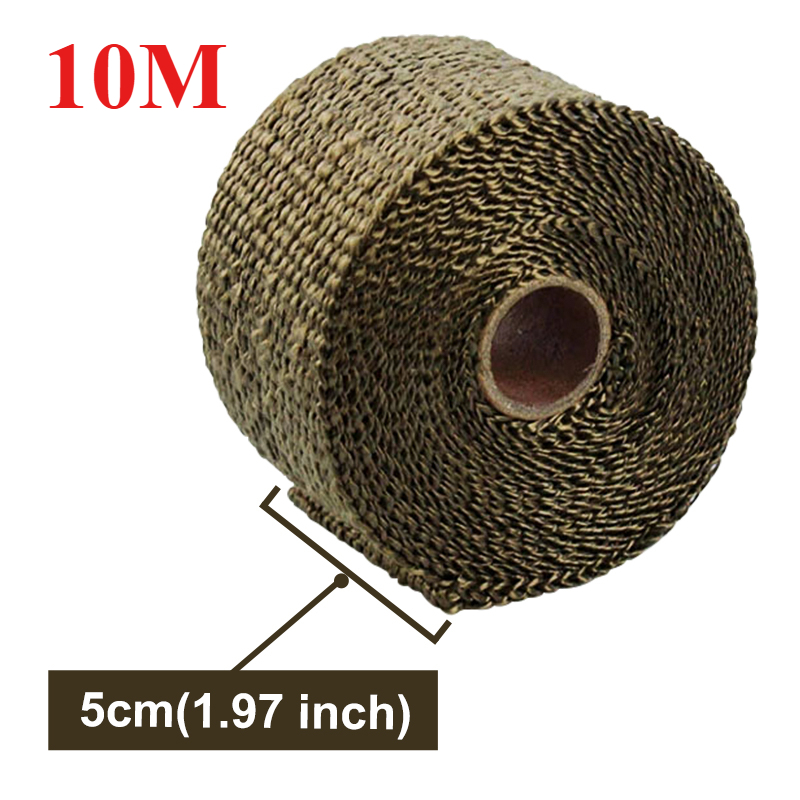 5 CM * 10 M Uitlaatpijp Isolatie Thermische Warmte Wrap Roll Isolatie Katoen Banaan Doek Motorfiets Glasvezel Hitteschild tape