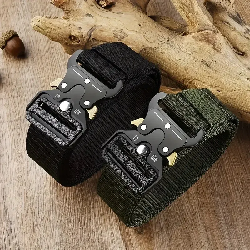 Cinturón táctico para hombre, hebilla de liberación rápida, correas de nailon resistentes para equipo de supervivencia de caza al aire libre