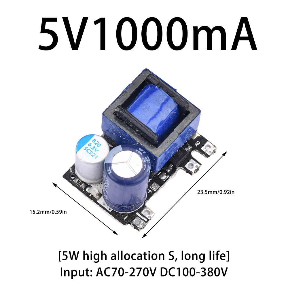 AC-DC 5V 1000mA 2000mA 5W 10W Convertidor Buck de precisión AC 220V a 5V DC Módulo de fuente de alimentación de transformador reductor