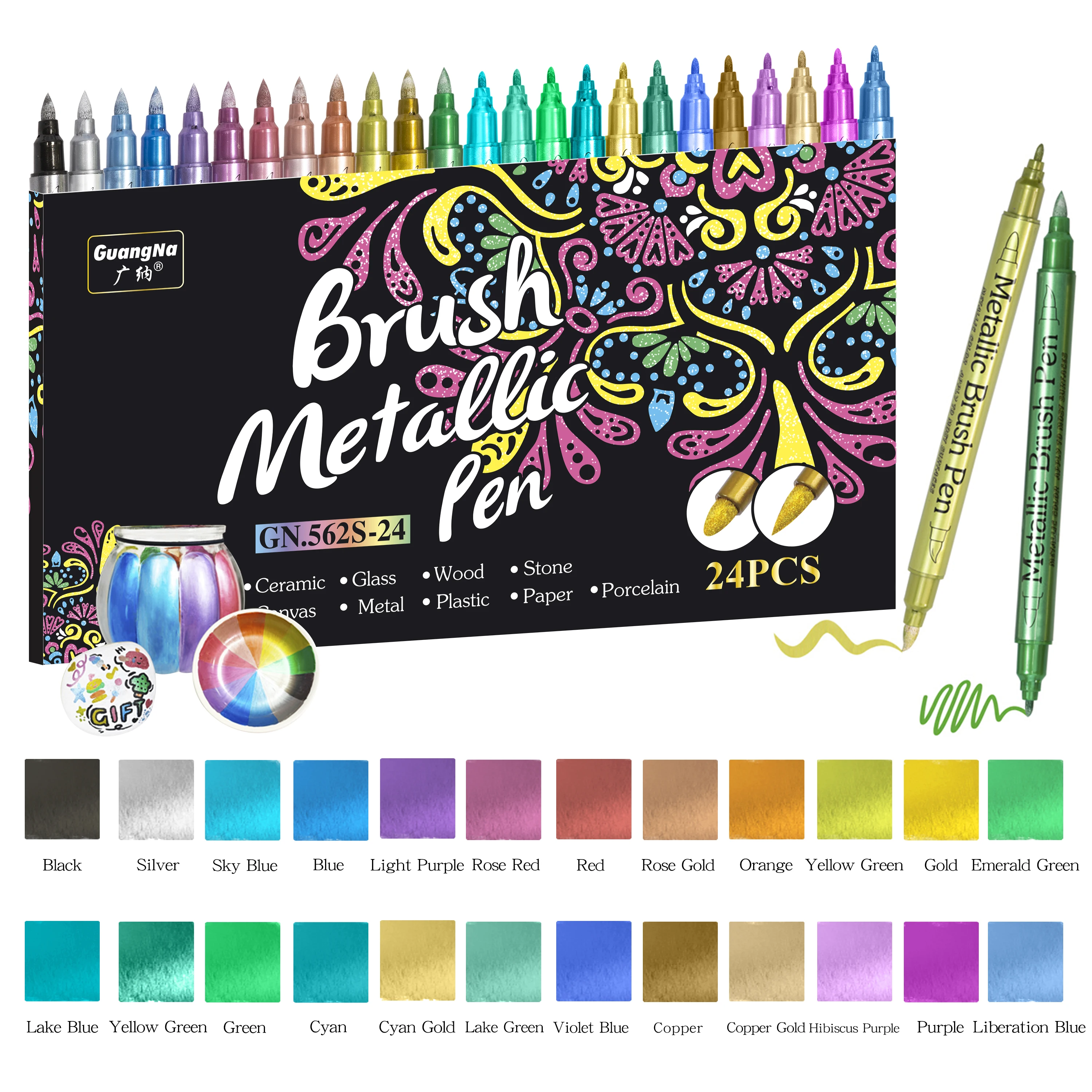 Doppelkopf-Markierungsstift-Sets aus weichem und hartem 12/24-Farben-Metallic – perfekt für Felsmalerei, Tassendekoration, Keramikkunst und DIY-Projekte