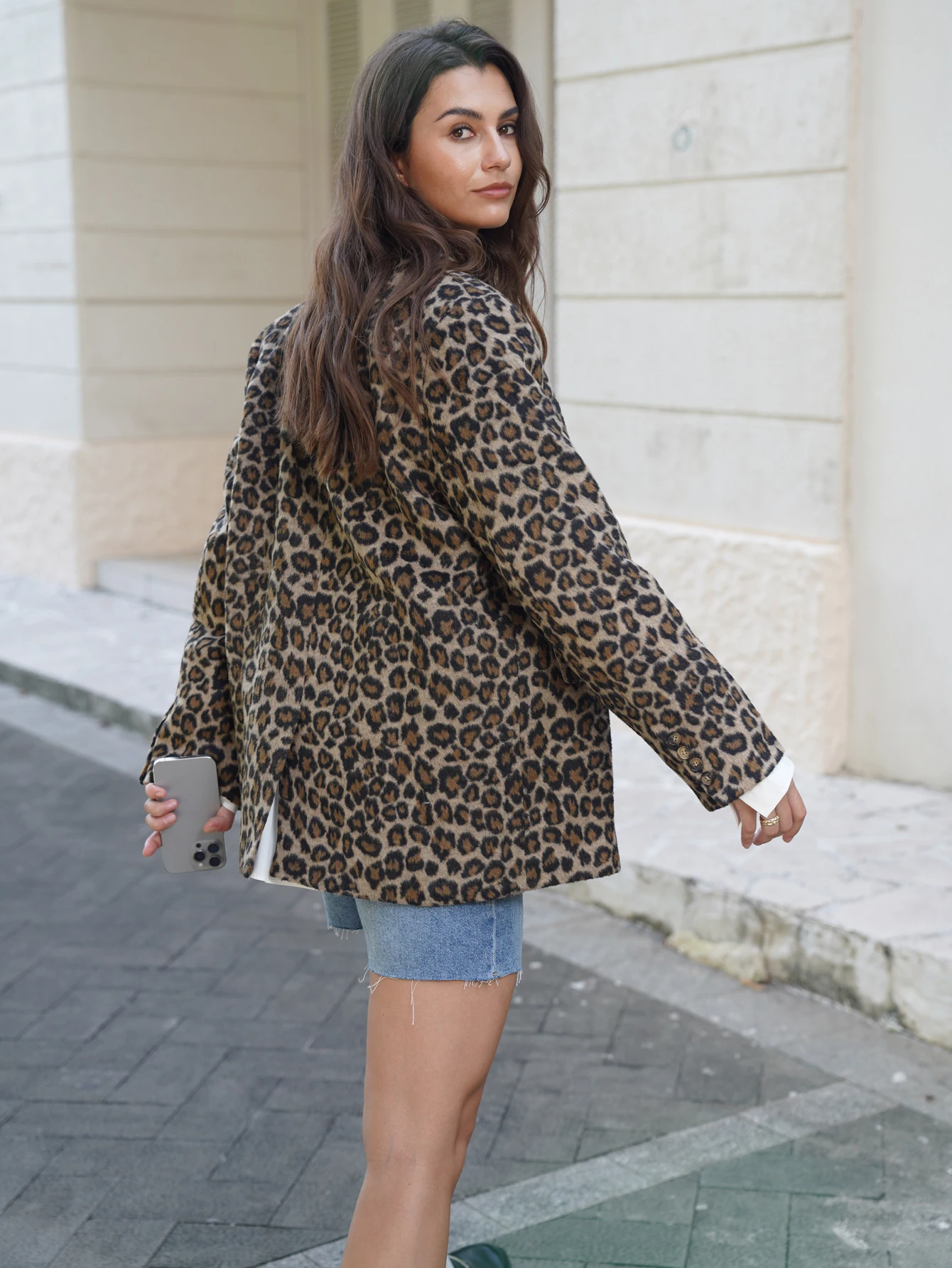 2025 ฤดูใบไม้ร่วง/ฤดูใบไม้ร่วงฤดูหนาวใหม่ผู้หญิงแฟชั่น Basic Leopard Jacket Basic Blazer
