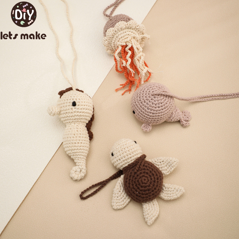 1pc Baby Spielzeug Spielen Gym Marine Octopus und Seepferdchen Tier Häkeln Anhänger Zahnen Pflege Kinderwagen 0-12 Monate baby Rassel Spielzeug
