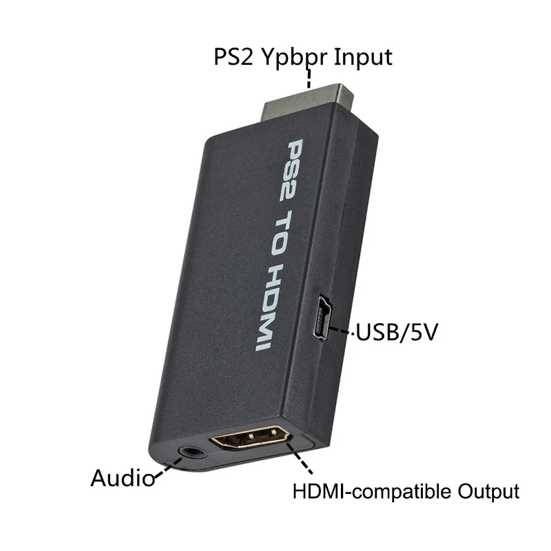 PS2 to HDMI-compatible 480i/480p/576i Audio Video Converter Full 1080P Adapter with 3.5mm Audio Output for All PS2 Display Modes